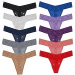 Yuamose 10-Pack Soft Lace Thongs for Women
