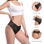 High Waisted Lace Thong Underwear for Women
