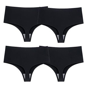 High Waisted Thongs for Women – 4 Pack