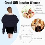 Women's Scarf Pashmina Shawls and Wraps for Evening Dress Wedding Bridesmaid Bridal Winter Warm Large Soft Silky Scarves Navy Blue