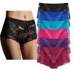 YaoKing Women's Lace Boyshort Panty 6-Pack
