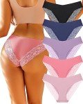 FINETOO Women's Lace Hipster Bikini Panties 5 Pack