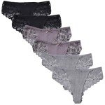 High Waisted Lace Thong Underwear - 6 Pack