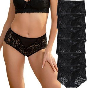High Waisted Floral Lace Cheeky Hipster Panties 6 Pack