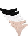 Ekouaer Women's Breathable Seamless Thong Panties 6 Pack