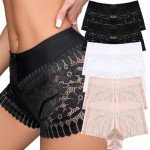 Cinvik Women's Cheeky Lace High Waist Panties