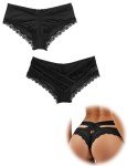 Ohmydear Women's Lace Thong and Hipster 2-Pack