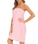 Knuffnee Wrap Towel for Women Body Wrap Bathrobe Shower Wrap Towels Adjustable Closure Pink S/M