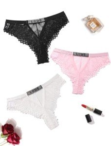 Avidlove Women's Lace Cheeky Rhinestone Panties 1-4 Pack