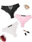 Avidlove Women's Lace Cheeky Rhinestone Panties 1-4 Pack