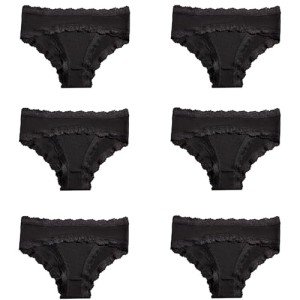 APRSEA Women's Lace Trim Low Rise Bikini Panties 6 Pack