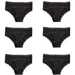 APRSEA Women's Lace Trim Low Rise Bikini Panties 6 Pack