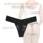 Pack of 10 Black Lace Thong Panties for Women