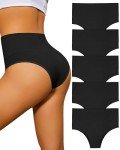 ASIMOON High Waisted Tummy Control Bikini Panties - 5 Pack