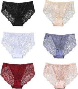 CINVIK Women's High Waist Lace Cheeky Panties 6 Pack