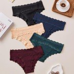 APRSEA Women's Lace Trim Low Rise Bikini Panties 6 Pack