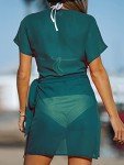 CUPSHE Women's V Neck Swim Beach Cover Up Short Sleeve Pull Over Wrap