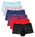6 Pack Women’s Soft Lace Boyshort Panties
