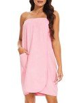 Knuffnee Wrap Towel for Women Body Wrap Bathrobe Shower Wrap Towels Adjustable Closure Pink S/M