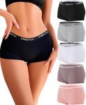FINETOO Women's Cotton Boyshort Underwear 5-Pack