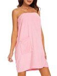 Knuffnee Wrap Towel for Women Body Wrap Bathrobe Shower Wrap Towels Adjustable Closure Pink S/M