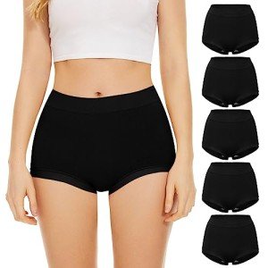 Molasus Women's High Waisted Seamless Boy Shorts - 5 Pack