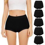 Molasus Women's High Waisted Seamless Boy Shorts - 5 Pack