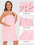 Knuffnee Wrap Towel for Women Body Wrap Bathrobe Shower Wrap Towels Adjustable Closure Pink S/M