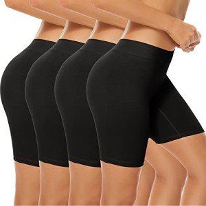 4 Pack Women's Cotton Anti-Chafing Boxer Shorts