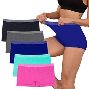 Ruxia Women's Seamless Boyshort Panties 5 Pack
