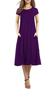 Casual A-Line Midi Dress with Pockets for Women