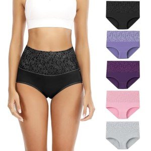 Forllori Women's Cotton High Waist Briefs - 5 Pack