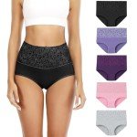 Forllori Women's Cotton High Waist Briefs - 5 Pack