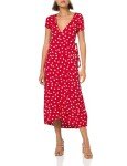 Billabong Women's Wrap Front Midi Length Dress, Havana Red, Medium