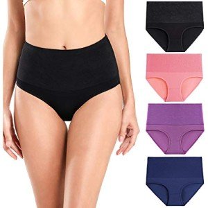 Wirarpa Women's High Waist Cotton Briefs - 4 Pack