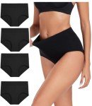 Wirapara Women's High Waist Cotton Briefs, 4 Pack