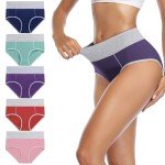 Forllori Women's Soft Cotton High Waist Briefs 5-Pack
