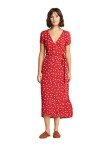 Billabong Women's Wrap Front Midi Length Dress, Havana Red, Medium