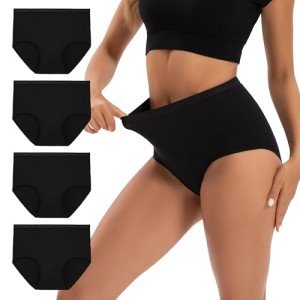 INNERSY Women's Ultra High Waist Cotton Briefs 4-Pack
