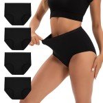 INNERSY Women's Ultra High Waist Cotton Briefs 4-Pack