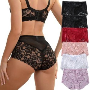 APRSEA Women's Lace High Rise Hipster Panties 6 Pack