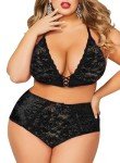 Plus Size Velvet Lace Lingerie Set for Women