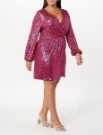 The Drop Women's Helena Sequin Wrap-Dress Luminous Pink, 3X, Plus Size