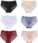 CINVIK Women's High Waist Lace No Show Panties 6-Pack