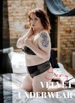 Plus Size Velvet Lace Lingerie Set for Women