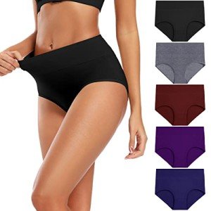 Molasus Women's Soft Cotton High-Waisted Briefs Pack
