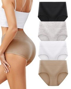 High-Waisted Cotton Underwear for Women - 4 Pack