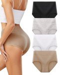 High-Waisted Cotton Underwear for Women - 4 Pack