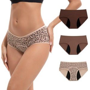 INNERSY Women's Cotton Menstrual Hipster Panties - 3 Pack