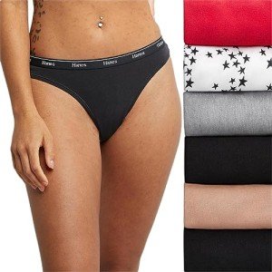Hanes Women's Cotton Stretch Thong Panties 6-Pack